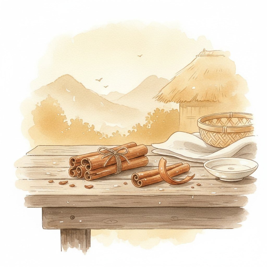 Studio Ghibli watercolor Yên Bái cinnamon — Hanoi pho heart note