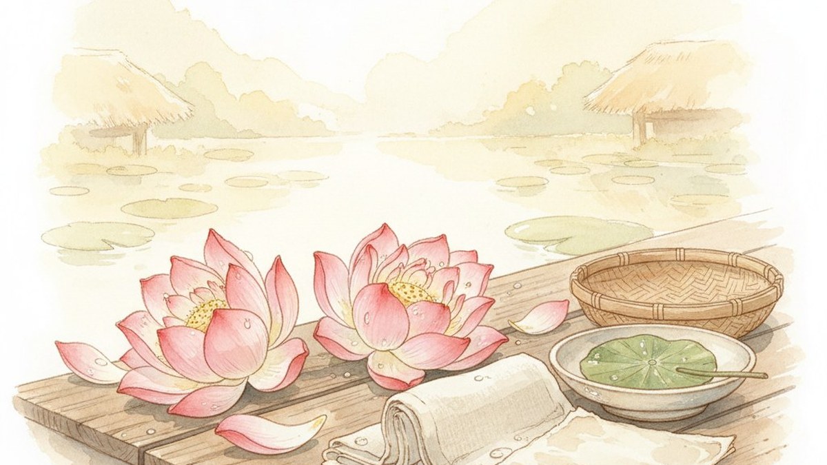 West Lake lotus (sen Tay Ho) - the iconic floral of Hanoi's Tay Ho district, blended into custom scents at NOTE Lotte Mall West Lake workshop